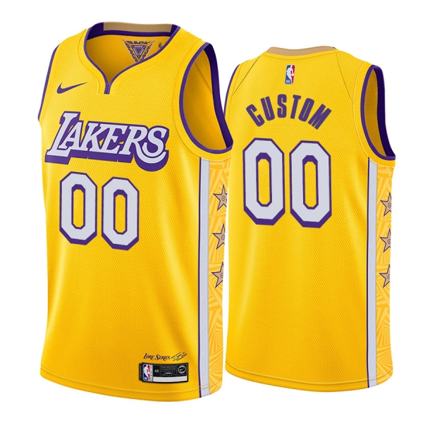 Custom Los Angeles Lakers 2019-20 City Edition Yellow Jersey