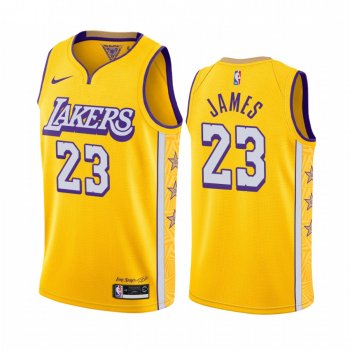 LeBron James Los Angeles Lakers 2019-20 City Edition Yellow Jersey