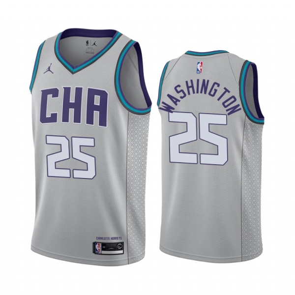 P. J. Washington Charlotte Hornets 2019-20 Gray City Edition Finished Jersey