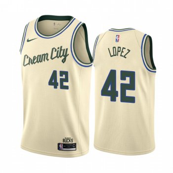 Robin Lopez Milwaukee Bucks 2019-20 Cream City Edition Jersey