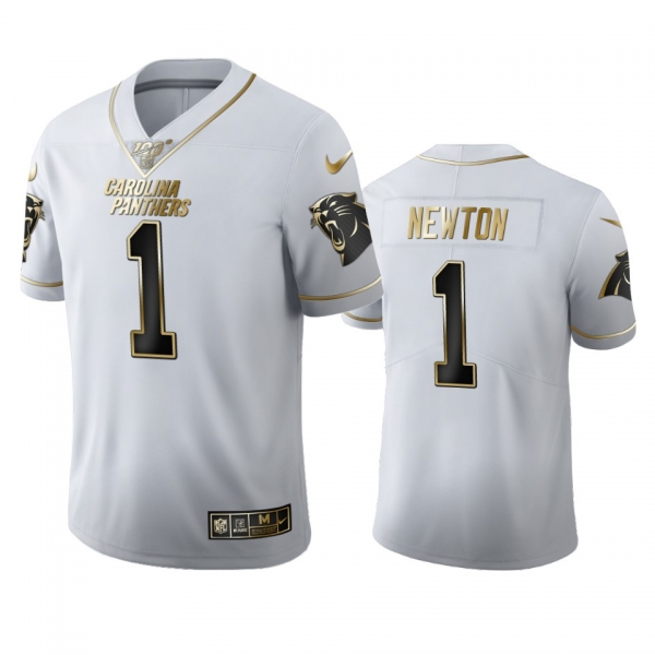 Cam Newton Panthers White 100th Season Golden Edition Jersey