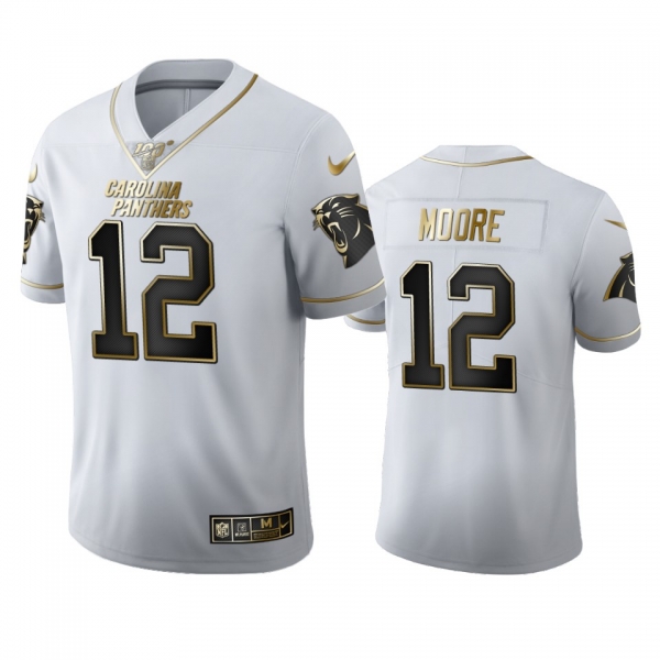 D.J. Moore Panthers White 100th Season Golden Edition Jersey