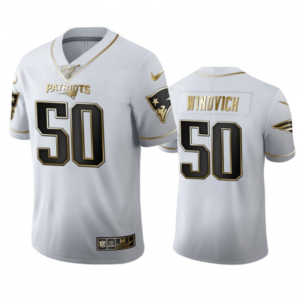 Chase Winovich Patriots White 100th Season Golden Edition Jersey