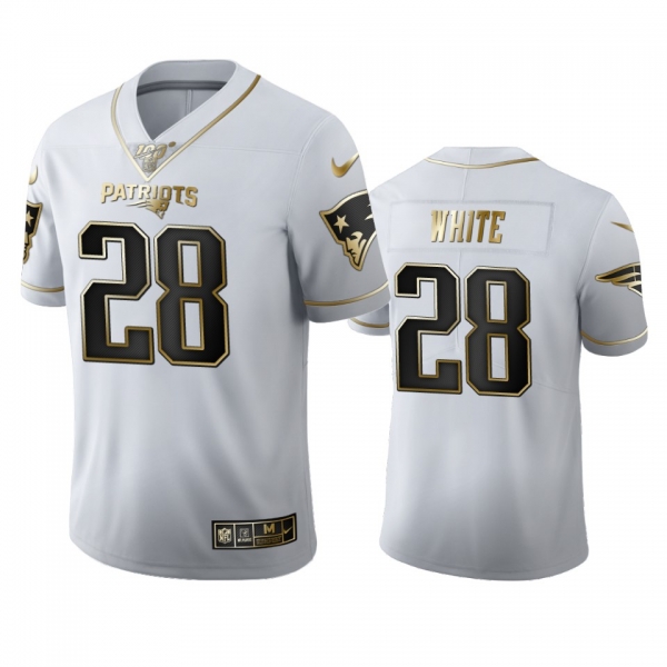 James White Patriots White 100th Season Golden Edition Jersey