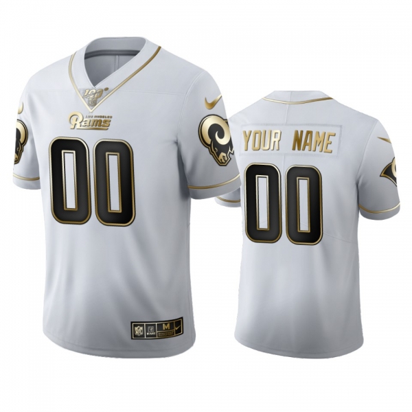 Custom Rams White 100th Season Golden Edition Jersey