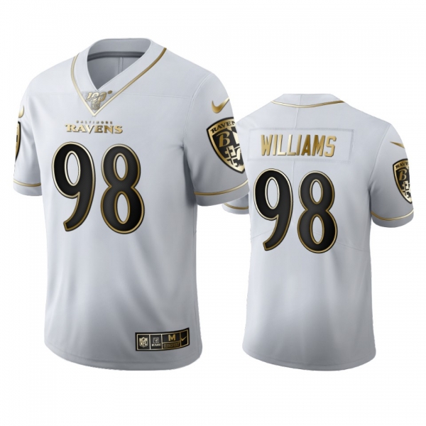 Brandon Williams Ravens White 100th Season Golden Edition Jersey