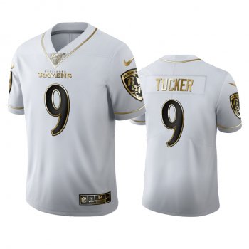 Justin Tucker Ravens White 100th Season Golden Edition Jersey