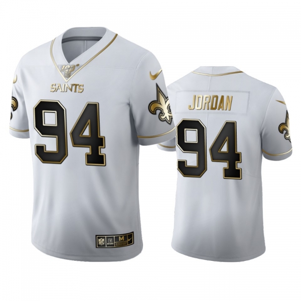 Cameron Jordan Saints White 100th Season Golden Edition Jersey