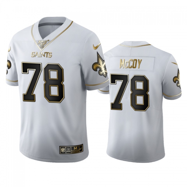 Erik McCoy Saints White 100th Season Golden Edition Jersey