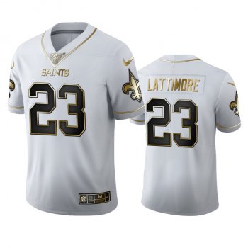 Marshon Lattimore Saints White 100th Season Golden Edition Jersey