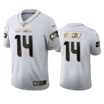 D.K. Metcalf Seahawks White 100th Season Golden Edition Jersey