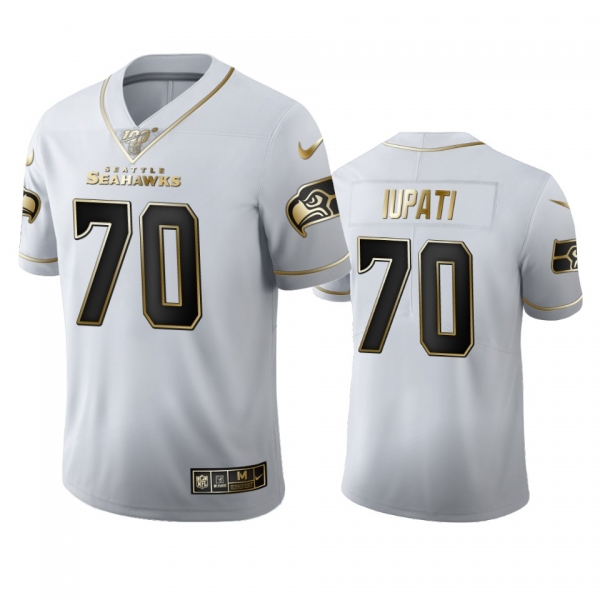 Mike Iupati Seahawks White 100th Season Golden Edition Jersey