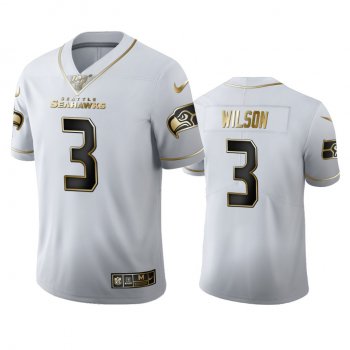 Russell Wilson Seahawks White 100th Season Golden Edition Jersey