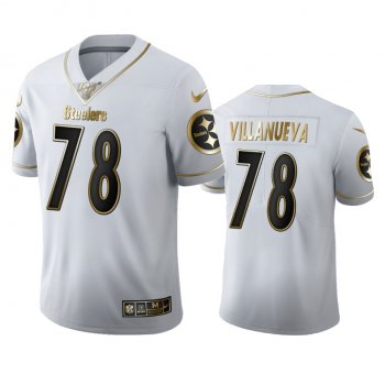 Alejandro Villanueva Steelers White 100th Season Golden Edition Jersey