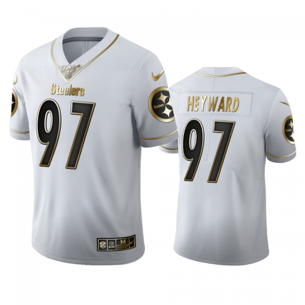 Cameron Heyward Steelers White 100th Season Golden Edition Jersey