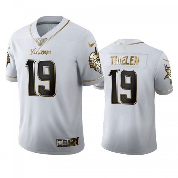 Adam Thielen Vikings White 100th Season Golden Edition Jersey