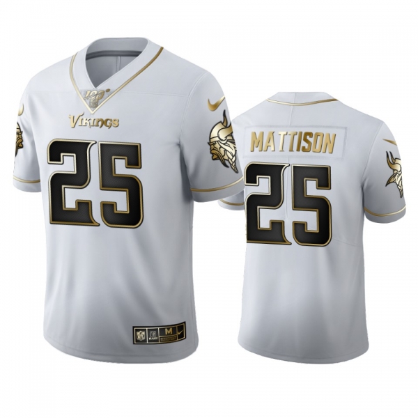 Alexander Mattison Vikings White 100th Season Golden Edition Jersey