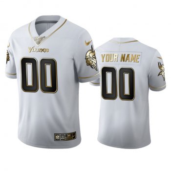 Custom Vikings White 100th Season Golden Edition Jersey