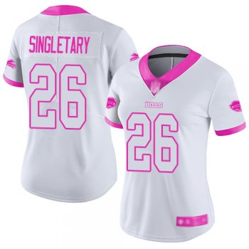 Women's Bills #26 Devin Singletary White/Pink Stitched Football Limited Rush Fashion Jersey