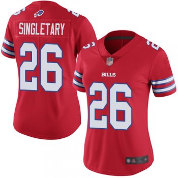 Women's Bills #26 Devin Singletary Red Stitched Football Limited Rush Jersey