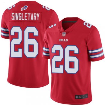 Youth Bills #26 Devin Singletary Red Stitched Football Limited Rush Jersey