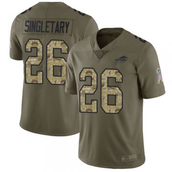 Youth Bills #26 Devin Singletary Olive/Camo Stitched Football Limited 2017 Salute to Service Jersey