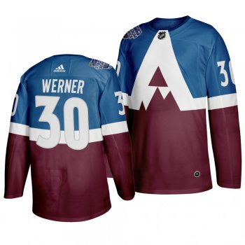 2020 NHL Stadium Series Colorado Avalanche Adam Werner #30 Adidas Authentic Blue Jersey