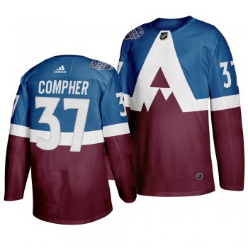 2020 NHL Stadium Series Colorado Avalanche J. T. Compher #37 Adidas Authentic Blue Jersey