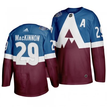 2020 NHL Stadium Series Colorado Avalanche Nathan MacKinnon #29 Adidas Authentic Blue Jersey