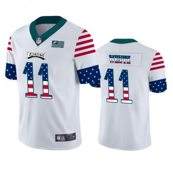 Nike Eagles 11 Carson Wentz White USA Flag Fashion Limited Jersey