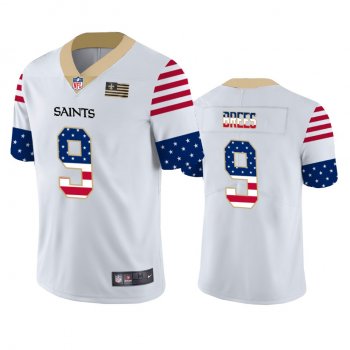 Nike Saints 9 Drew Brees White USA Flag Fashion Limited Jersey