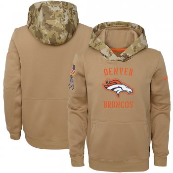 Youth Nike Khaki Denver Broncos 2019 Salute to Service Therma Pullover Hoodie