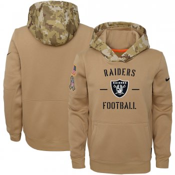 Youth Nike Khaki Oakland Raiders 2019 Salute to Service Therma Pullover Hoodie