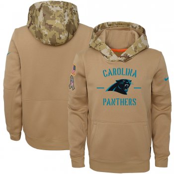 Youth Nike Khaki Carolina Panthers 2019 Salute to Service Therma Pullover Hoodie