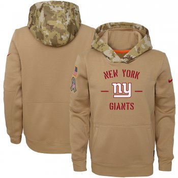 Youth Nike Khaki New York Giants 2019 Salute to Service Therma Pullover Hoodie