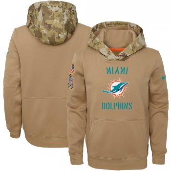 Youth Nike Khaki Miami Dolphins 2019 Salute to Service Therma Pullover Hoodie