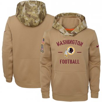 Youth Nike Khaki Washington Redskins 2019 Salute to Service Therma Pullover Hoodie