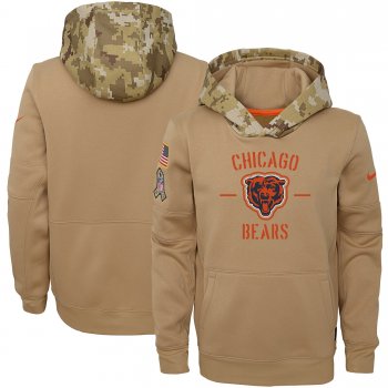 Youth Nike Khaki Chicago Bears 2019 Salute to Service Therma Pullover Hoodie