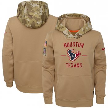 Youth Nike Khaki Houston Texans 2019 Salute to Service Therma Pullover Hoodie