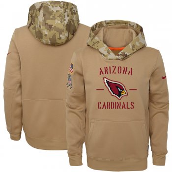 Youth Nike Khaki Arizona Cardinals 2019 Salute to Service Therma Pullover Hoodie