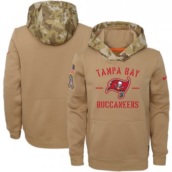 Youth Nike Khaki Tampa Bay Buccaneers 2019 Salute to Service Therma Pullover Hoodie