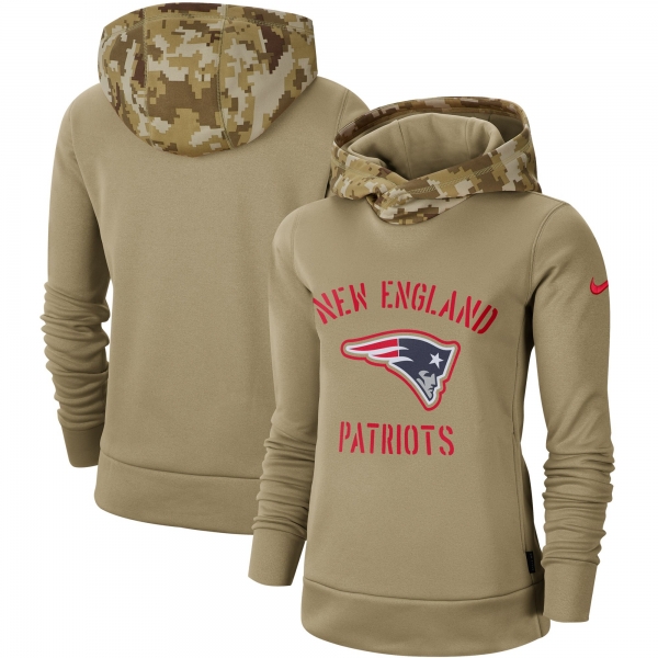 Women's Nike Khaki New England Patriots 2019 Salute to Service Therma Pullover Hoodie