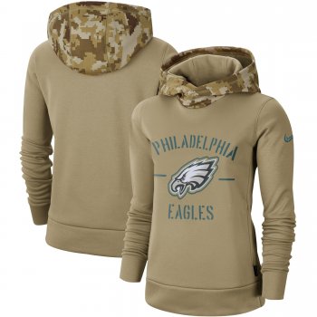 Women's Nike Khaki Philadelphia Eagles 2019 Salute to Service Therma Pullover Hoodie