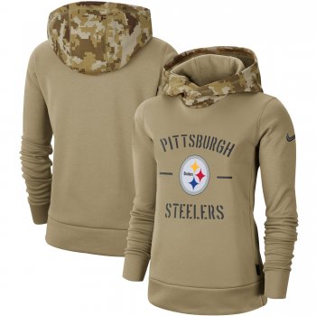 Women's Nike Khaki Pittsburgh Steelers 2019 Salute to Service Therma Pullover Hoodie