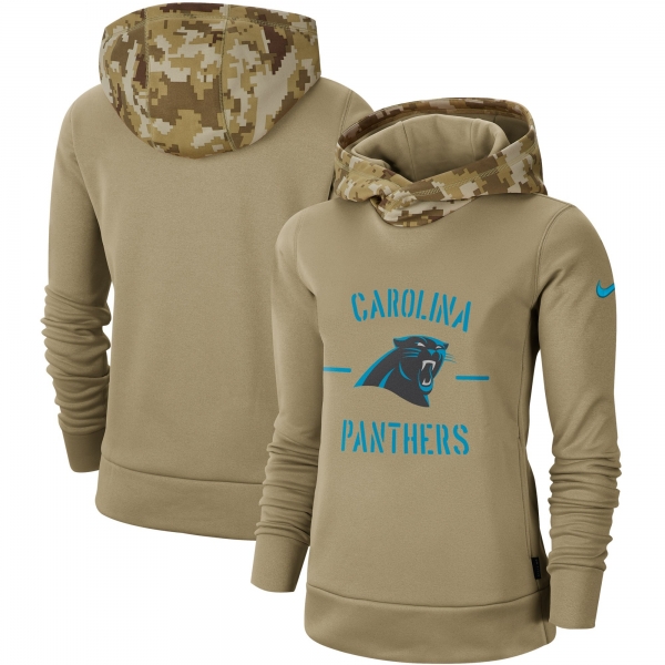 Women's Nike Khaki Carolina Panthers 2019 Salute to Service Therma Pullover Hoodie