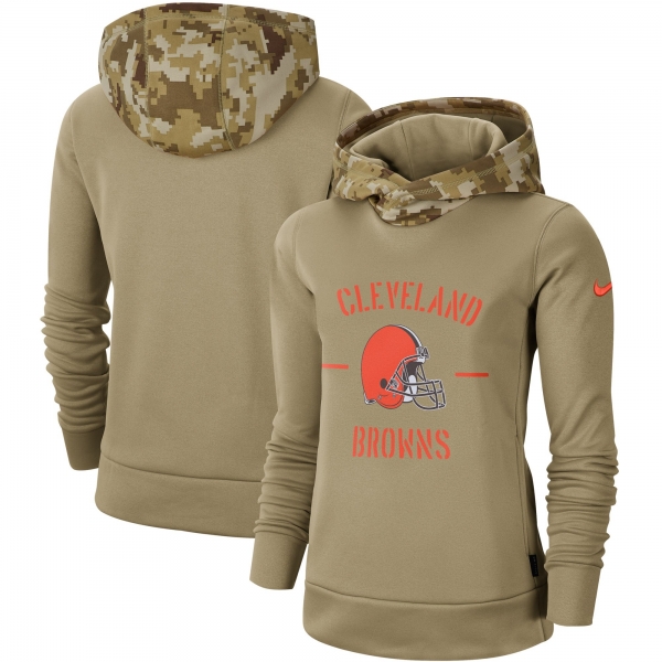 Women's Nike Khaki Cleveland Browns 2019 Salute to Service Therma Pullover Hoodie