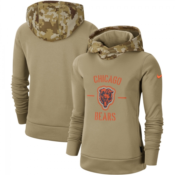 Women's Nike Khaki Chicago Bears 2019 Salute to Service Therma Pullover Hoodie