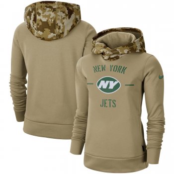 Women's Nike Khaki New York Jets 2019 Salute to Service Therma Pullover Hoodie