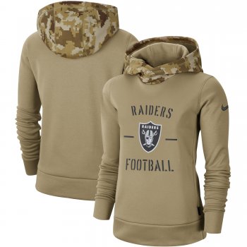 Women's Nike Khaki Oakland Raiders 2019 Salute to Service Therma Pullover Hoodie