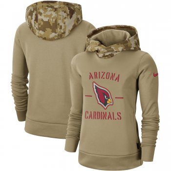 Women's Nike Khaki Arizona Cardinals 2019 Salute to Service Therma Pullover Hoodie